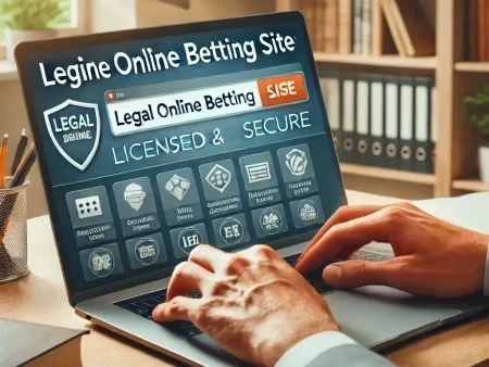 Person verifying their identity on a laptop for online betting compliance, showing a secure verification process on a legitimate betting site. Background features a calm, organized home setting.